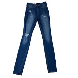 Hollister High Rise Super Skinny Jeans Medium Wash Distressed Size 23x32‎